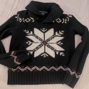 Ralph Lauren sport cotton black & white snowflake pattern sweater